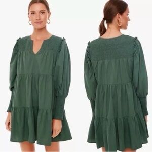 Tuckernuck Pomander Place Ceci Smocked Tiered Mini Green Dress Size S